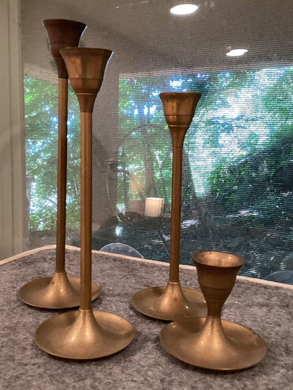 VTG solid Brass Finish Taper Candle Holders - Set of 4 2970s MCM
